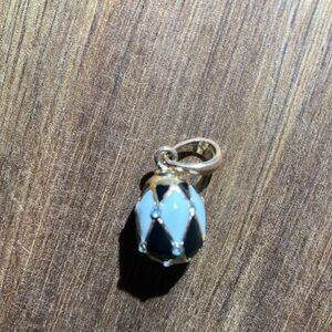 Rare Russian Faberge Egg Replica Enamel Gold Pendant Adorned Rhinestones Vintage